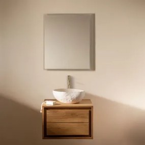 Zestaw Wiszących Mebli Łazienkowych Z Drewna Tekowego Jabari Drewno Tekowe & Nieregularna Z Biały Cementu - Sklum