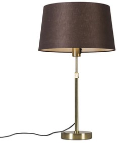 Lampa stołowa złoto/mosiądz z brązowym abażurem 35 cm regulowana - Parte Nowoczesny Oswietlenie wewnetrzne