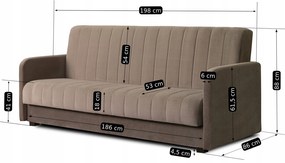 Sofa z Funkcją Spania PORTO Wersalka Rozkładana Dwuosobowa Beżowa Nowoczesna do Salonu