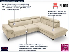 Kremowy narożnik z regulowanymi zagłówkami K4-F92