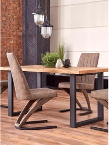 Stół rozkładany Peri 160-250x90 cm z naturalnej okleiny w odcieniu drewna na czarnych metalowych nogach