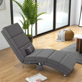 HOMCOM Fotel masujący z funkcją relaksu, leżak z 8 punktami wibracyjnymi, 5 trybów, wymiary 56 x 168 x 84 cm, Ciemnoszary