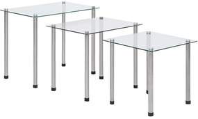 Minimalistyczny komplet 3 szklanych stolików H2-T54