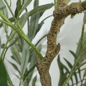HOMCOM Sztuczna roślina, Sztuczne drzewo oliwne, 150 cm, 720 liści, 32 oliwki, stabilna doniczka, roślina dekoracyjna, zielona