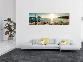Obraz - Plaża z ludźmi (170x50 cm)