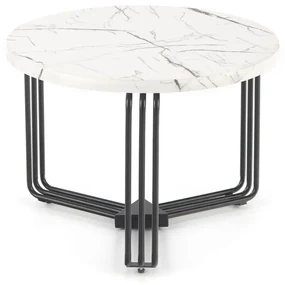 Stolik kawowy ANTICA M 55x55 biały marmur/czarny HALMAR