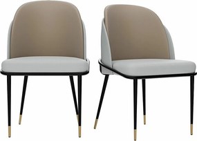 Zestaw 2 krzeseł do jadalni FATIVO - Mikrofibra imitacja skóry - Nogi metalowe - Szare