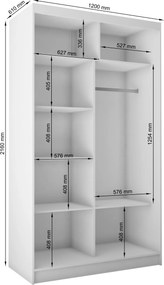 Szafa Przesuwna LUCENZA 120 cm z Lustrem Szafa Dwudrzwiowa Biała