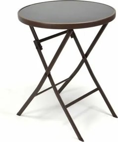 Ogrodowy bistro stolik ze składanym blatem szklanym - brązowy