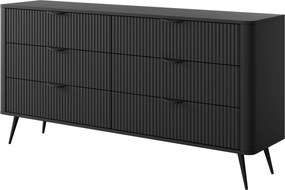 Komoda LANTANA 163 cm do Salonu Sypialni 6 Szuflad Czarny