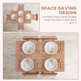 HOMCOM Zestaw stolik stołowy z krzesłami do jadalni, design przemysłowy, 110 cm x 70 cm x 75 cm, Brąz