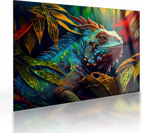 Obraz na szkle - Kolorowa iguana (70x50 cm)