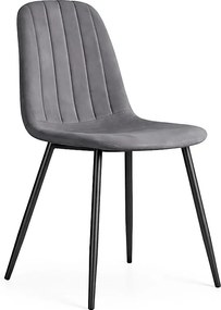 Welurowe krzesło tapicerowane pikowane Ciemny Grafit LUMO Czarne nogi