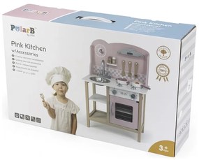 Viga polarb drewniana kuchnia z akcesoriami silver - pink