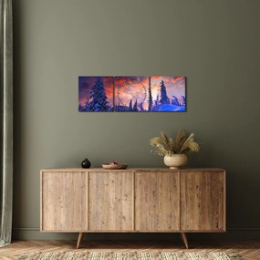 Obraz - Zimowy zmierzch (z zegarem) (90x30 cm)