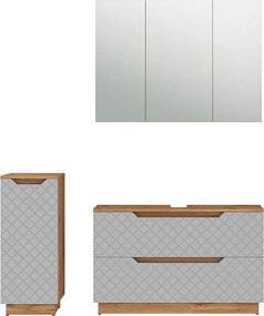 Zestaw mebli łazienkowych dąb/szary ze strukturą płytek 99.4x32x62.5 lotta