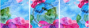 Obraz - Kolorowe fale (z zegarem) (90x30 cm)