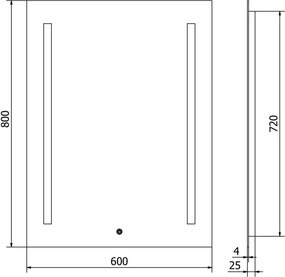 Mexen Remi lustro łazienkowe podświetlane 60 x 80 cm, LED 6000K, antypara - 9804-060-080-611-00