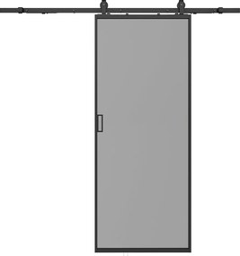 Drzwi przesuwne z naściennym systemem przesuwnym – aluminium i szkło hartowane przydymione – wys. 205 x dł. 73 cm – LINCI II