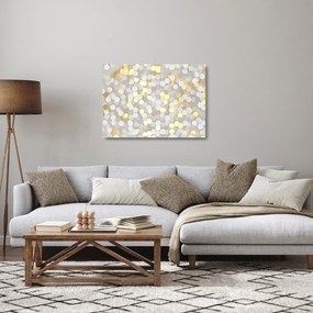 Obraz na szkle - Złoto - białe sześciokąty (70x50 cm)