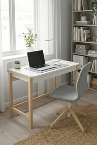 Białe drewniane biurko w stylu skandynawskim S6-W84