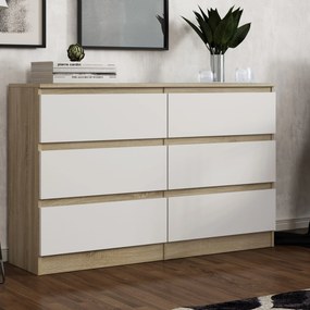 Komoda ALLEGRA 120 cm do Salonu Sypialni 6 Szuflad Dąb sonoma