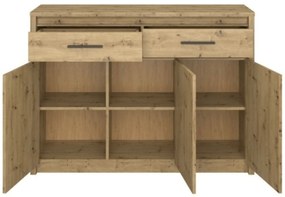Komoda OPIA 125,4 cm Trzydrzwiowa z Szufladami Dąb Artisan