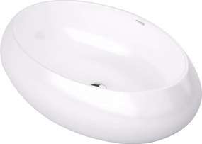 Umywalka ceramiczna nablatowa owalna biała 64 x 42 cm MORINA