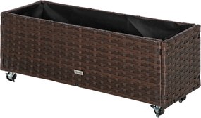 Outsunny Łóżko Podwyższone Rattanowe Kawowy Brąz 94 5x31x36cm Idealne do Ogrodu | Aosom PL