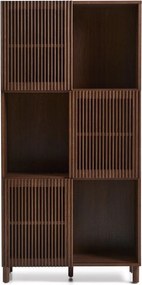 Ciemnobrązowy regał w dekorze orzecha z drzwiami przesuwnymi 84,5x170x42,5 cm Beyla – Kave Home