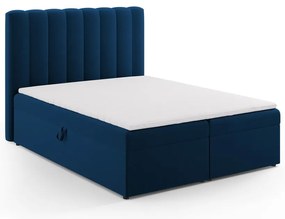 Ciemnoniebieskie łóżko boxspring ze schowkiem 160x200 cm Gina – Milo Casa
