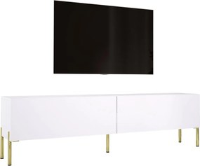 Szafka RTV: Biała matowa, złote nogi, 170 x 52 x 32 cm