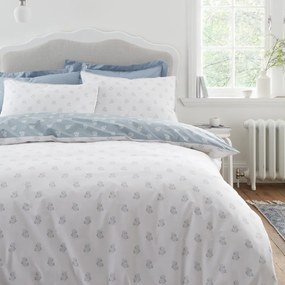 Biało-niebieska bawełniana pościel dwuosobowa 200x200 cm Esme Floral – Bianca