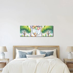 Obraz – Szczęśliwy lis (z zegarem) (90x30 cm)