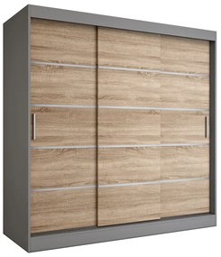 Szafa przesuwna antracyt + dąb sonoma 200 cm - Bohosa 6X