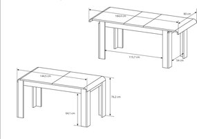 Stół rozkładany LEGAME Dąb sonoma do Salonu Jadalni 144,5-184,5 x 80 x 76,2 cm, Prostokątny