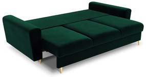 Zielona aksamitna rozkładana/ze schowkiem sofa 235 cm Kyoto – Cosmopolitan Design
