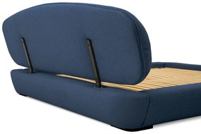 Ciemnoniebieskie tapicerowane łóżko dwuosobowe ze stelażem 160x200 cm Odette – Scandic