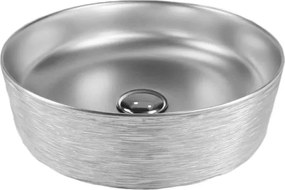 Umywalka ceramiczna nablatowa okrągła srebrna matowa ryflowana 42 cm MAVA SILVER cienki rant