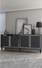 Komoda – 180 cm x 78,6 cm x 35 cm – Antracyt i srebro – Płyta wiórowa pokryta melaminą