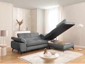 Szary sztruksowy narożnik (prawostronny/w kształcie litery L) Marbeya – Ropez