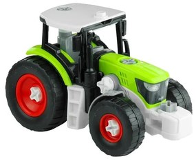 Rozkręcany traktor z przyczepą z drewnem 43 cm