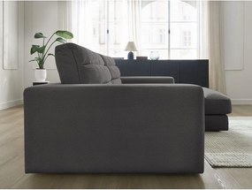 Antracytowy aksamitny narożnik (prawostronny/z szezlongiem) Sierra – Bobochic Paris