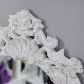 Ażurowe lustro owalne Deko Trends 52x34,5 cm polirezyna biel postarzana