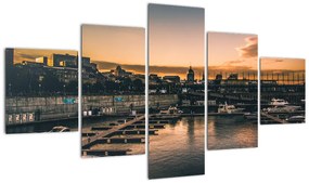 Obraz - miasto portowe (125x70 cm)
