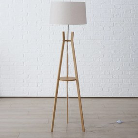 Lampa stojąca do salonu AVAL, klosz z materiału imitującego len, 153 cm