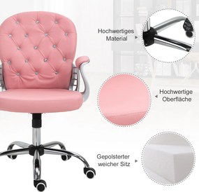 HOMCOM Ergonomiczne krzesło biurowe wyściełane różowe oparcie regulowane PU 59x60x95–105 cm | Aosom PL