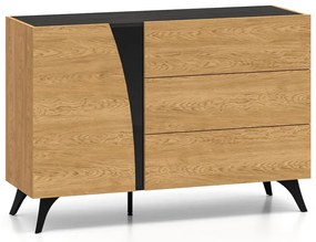 Komoda HESTIA 1D3S 120cm dąb/czarna ML MEBLE