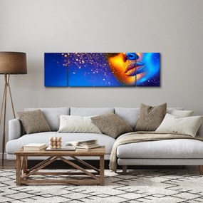Obraz - Body art, złoto - niebieska kombinacja (170x50 cm)