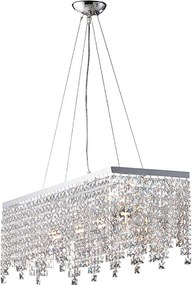 Lampa wisząca Penelope z mosiądzu i chromowanego żelaza, 4 lampy z kryształkami, dł. 71 x 30 cm, BL31-4-CR